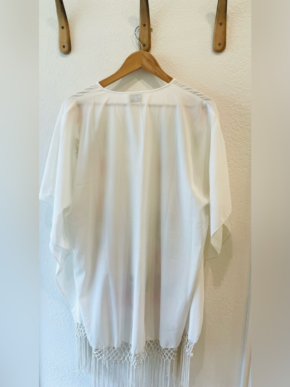 NWT Show Me Your MuMu White/Pink Floral Embroidered Fringe Swim Coverup, Size XS - Picture 3 of 4